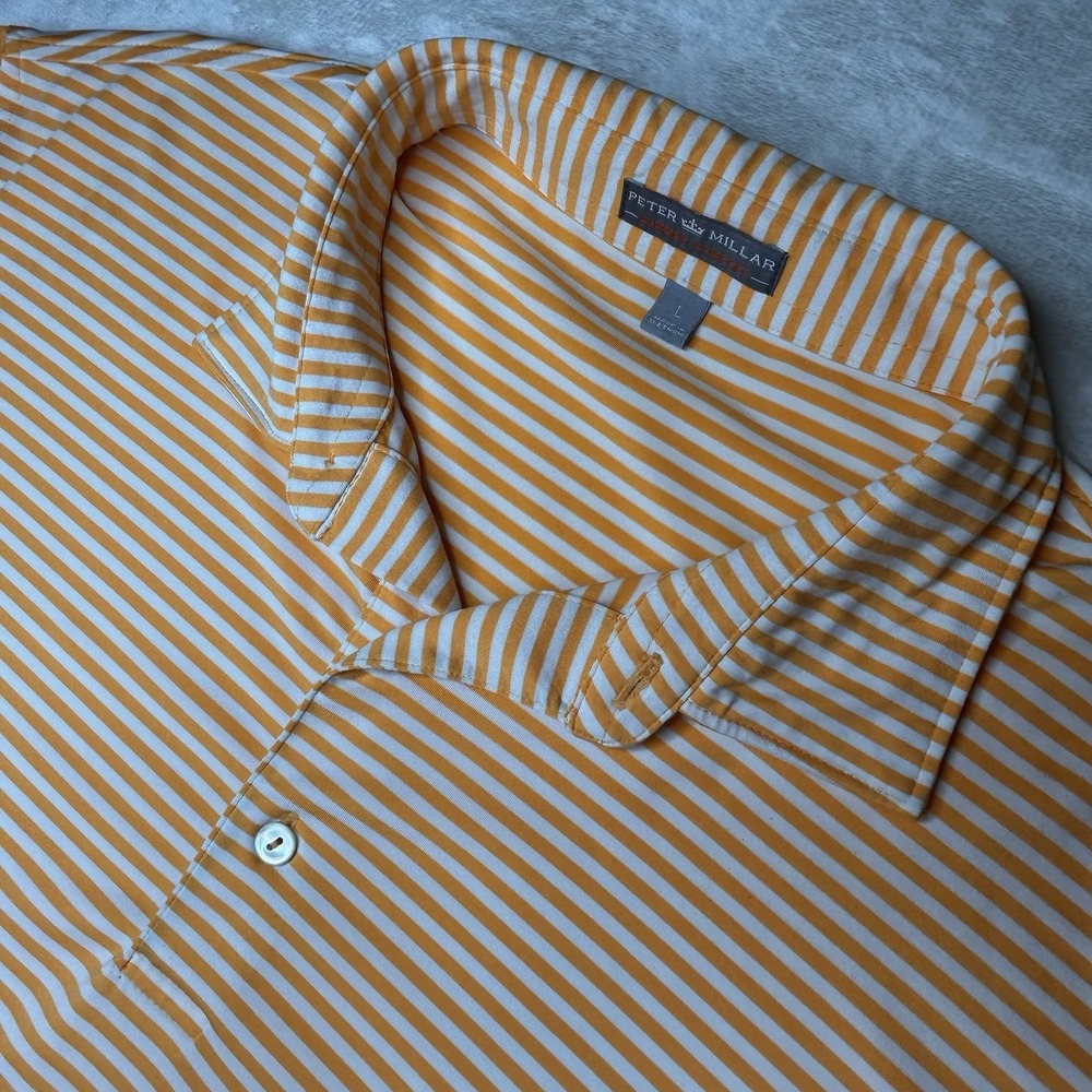 Peter Millar Summer Comfort Short Sleeve Performance‎ Orange Stripe Mens Large